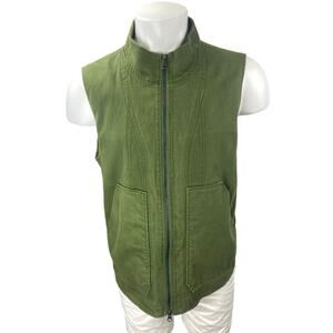 ONS Men's Green Full Zip High Neck Pockets Fishing Outdoor Vest Jacket Top Sz L
